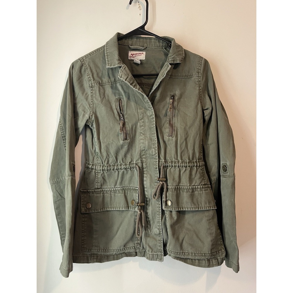 Y2K Arizona Jean Co. Military Utility Jacket Women's Size S‎ Green Full Zip Snap